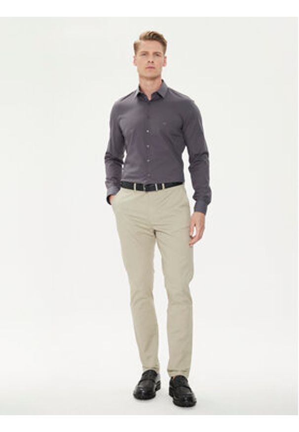 Calvin Klein Koszula K10K108229 Szary Slim Fit. Kolor: szary. Materiał: bawełna