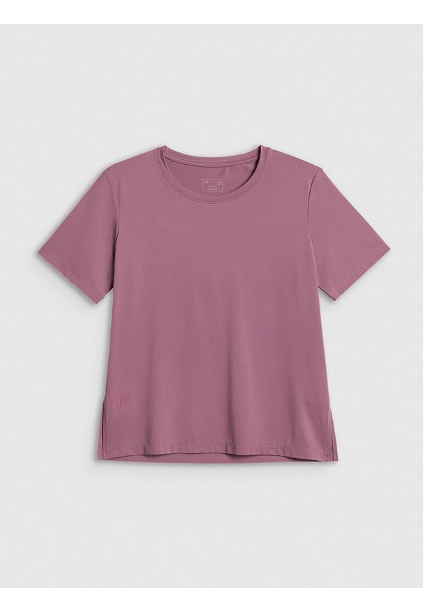 4f - 4F Koszulka treningowa loose szybkoschnąca damska - beżowa XXL. Kolor: beżowy. Sport: fitness