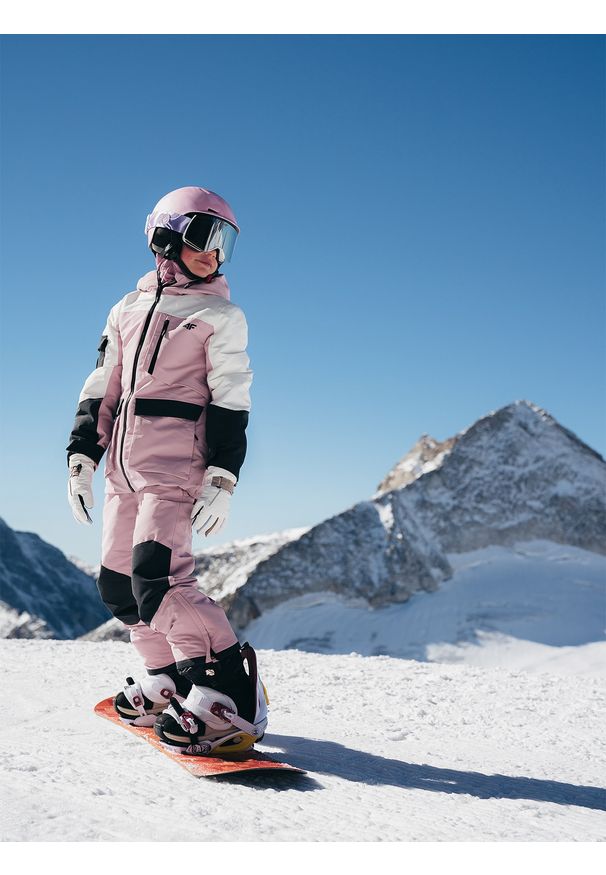 4f - 4F Kurtka snowboardowa membrana 10000 dziewczęca - różowa 122 (6-7 lat). Kolor: różowy. Materiał: poliester, materiał. Sezon: lato