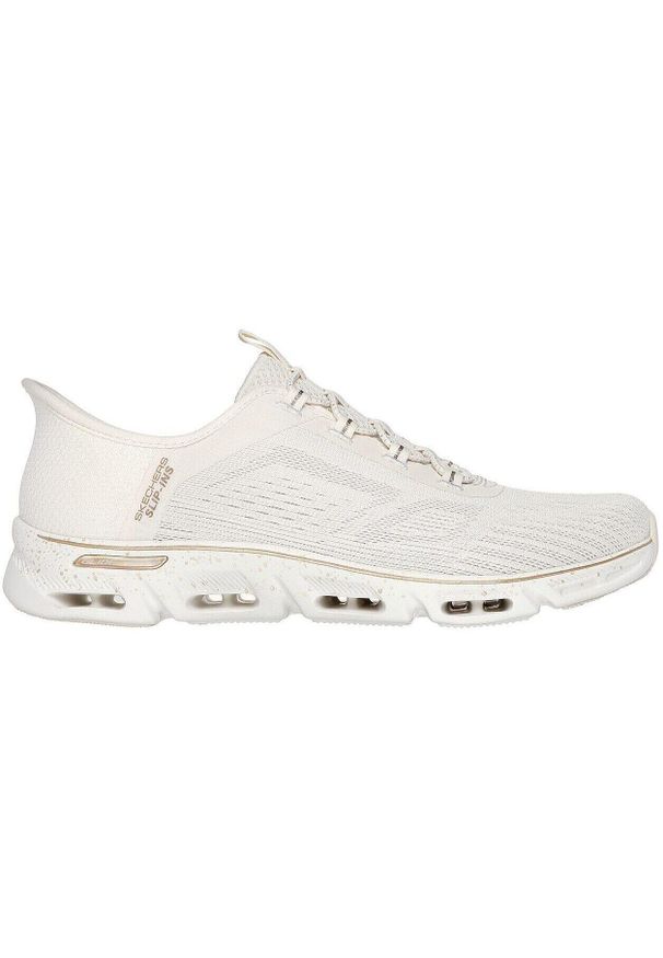 skechers - Adidasy Skechers Glide-step Gratify -, Kobiety. Kolor: beżowy. Materiał: materiał. Sport: turystyka piesza
