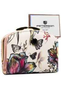 Portfel damski Peterson PTN 1830-F8 wzór 4. Materiał: skóra. Wzór: kwiaty