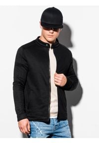 Ombre Clothing - Bluza męska rozpinana bez kaptura B1071 - czarna - XXL. Typ kołnierza: bez kaptura. Kolor: czarny. Materiał: poliester, bawełna #1