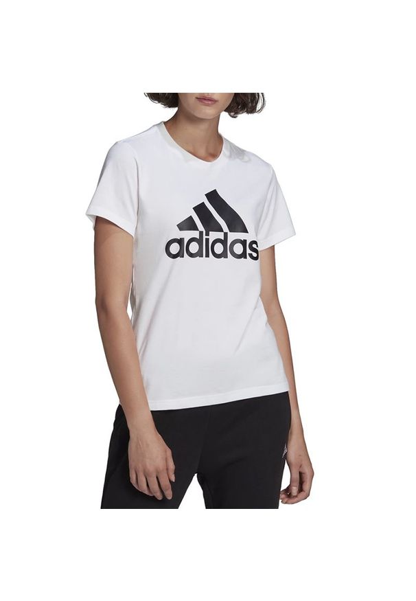 Adidas - Koszulka adidas Loungewear Essentials Logo Tee GL0649 - biała. Kolor: biały. Materiał: dresówka, bawełna, jeans. Długość rękawa: krótki rękaw. Długość: krótkie