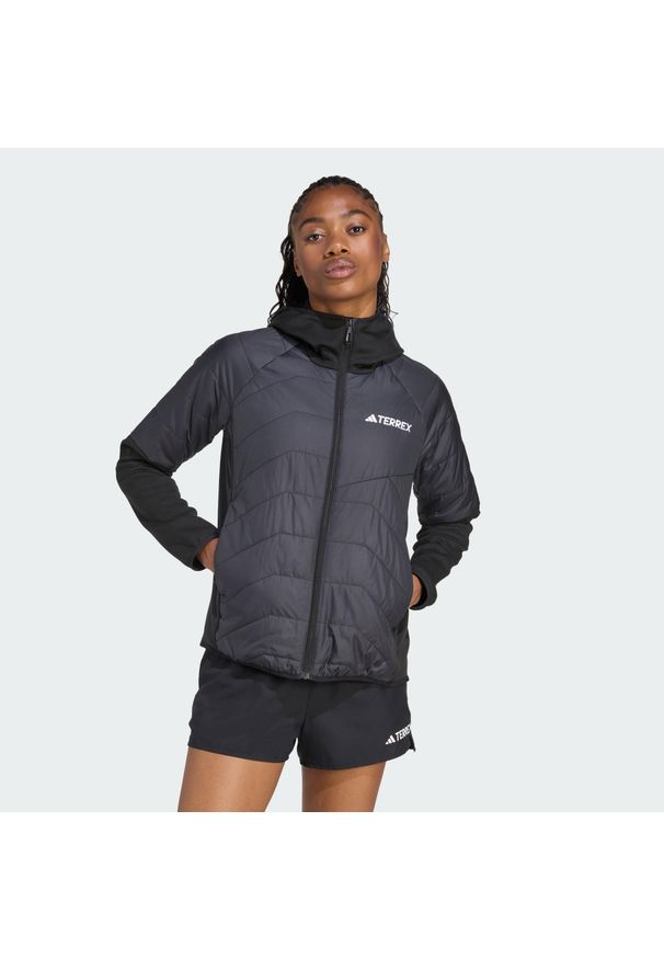 Adidas - Ocieplana hybrydowa kurtka z kapturem Terrex Multi CLIMAWARM. Typ kołnierza: kaptur. Kolor: czarny. Technologia: ClimaWarm (Adidas)