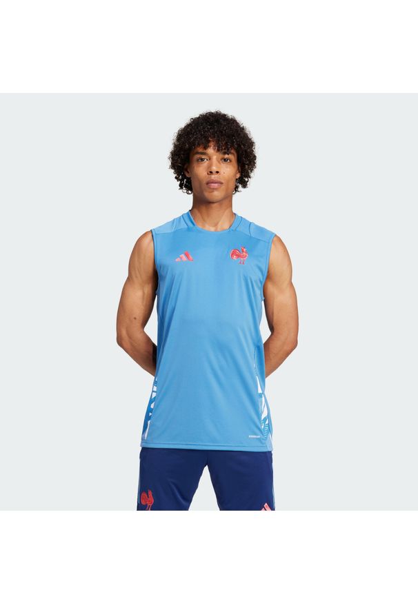 Adidas - Koszulka France Training Sleeveless. Kolor: niebieski. Materiał: materiał