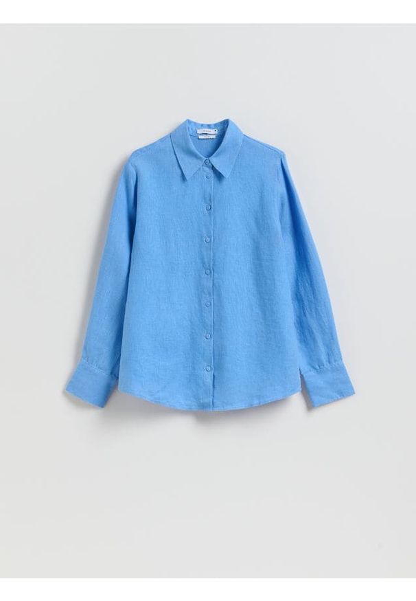Reserved - Lniana koszula - niebieski. Kolor: niebieski. Materiał: len