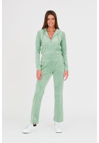 Juicy Couture - JUICY COUTURE Seledynowa damska bluza Madison, Rozmiar XL. Typ kołnierza: kaptur. Kolor: niebieski