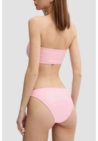 Juicy Couture - JUICY COUTURE Różowy strój kąpielowy Bandeau Bikini Set, Rozmiar L. Kolor: różowy. Materiał: materiał, nylon, elastan