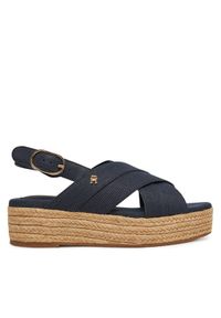 TOMMY HILFIGER - Tommy Hilfiger Espadryle Denim Espadrille Platform Sandal FW0FW08669 Granatowy. Kolor: niebieski. Materiał: materiał. Obcas: na platformie