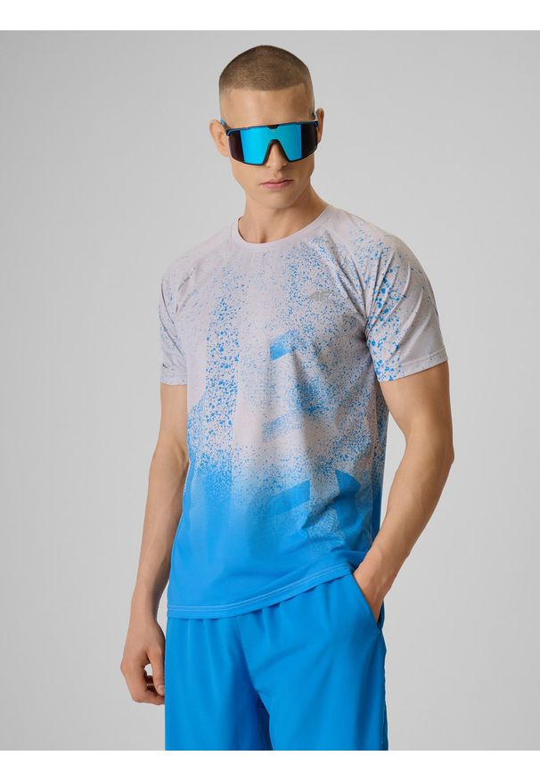 4f - 4F Koszulka do biegania szybkoschnąca męska - szara M. Kolor: szary. Materiał: dzianina, materiał, włókno. Sport: bieganie, fitness