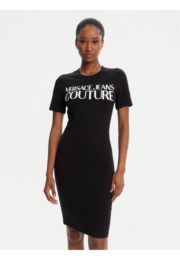 Versace Jeans Couture Sukienka codzienna 79HAOE05 CJ02E Czarny Slim Fit. Okazja: na co dzień. Kolor: czarny. Materiał: bawełna. Typ sukienki: proste. Styl: casual