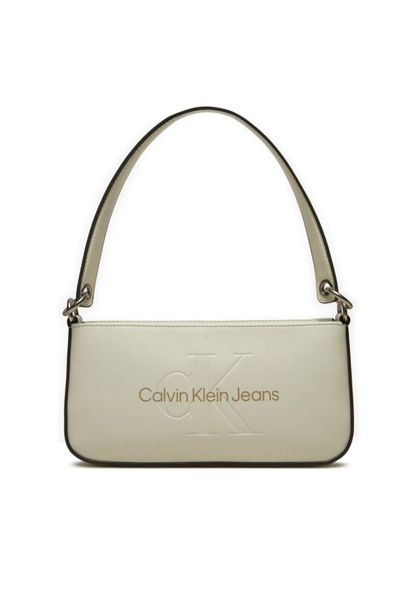 Calvin Klein Jeans Torebka Sculpted Shoulder Pouch25 Mono K60K610679 Beżowy. Kolor: beżowy. Materiał: skórzane