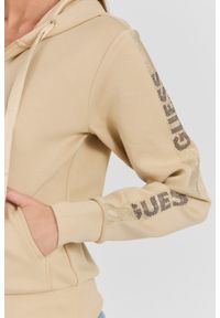 Guess - GUESS Beżowa damska bluza Hood Studs Logo, Rozmiar S. Kolor: beżowy. Materiał: materiał, poliester, wiskoza, elastan. Długość rękawa: długi rękaw. Długość: długie #8