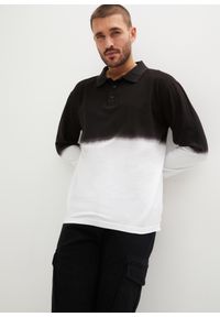 bonprix - Shirt polo z długim rękawem, w cieniowanym kolorze. Typ kołnierza: polo. Kolor: czarny. Długość rękawa: długi rękaw. Długość: długie #1