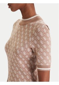 Guess Sukienka dzianinowa W3YK39 Z37K0 Beżowy Regular Fit. Kolor: beżowy. Materiał: wiskoza