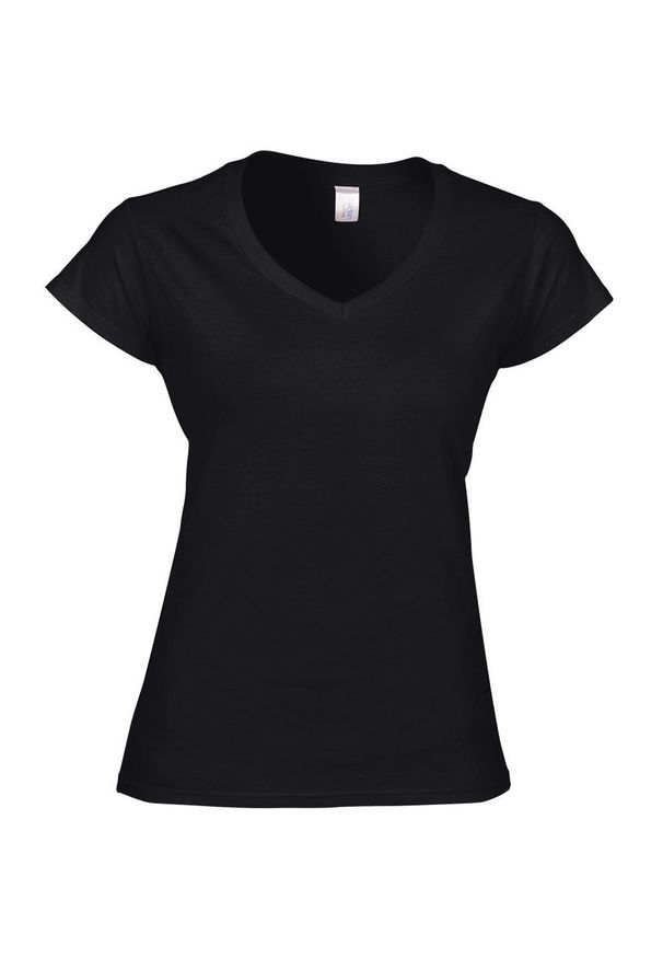 GILDAN - Koszulka Damska Krótki Rękaw VNeck. Kolor: czarny. Długość rękawa: krótki rękaw. Długość: krótkie. Sport: turystyka piesza