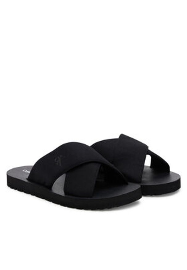 Calvin Klein Jeans Klapki Cross Sandal Crxs Tx YM0YM01223 Czarny. Kolor: czarny. Materiał: materiał