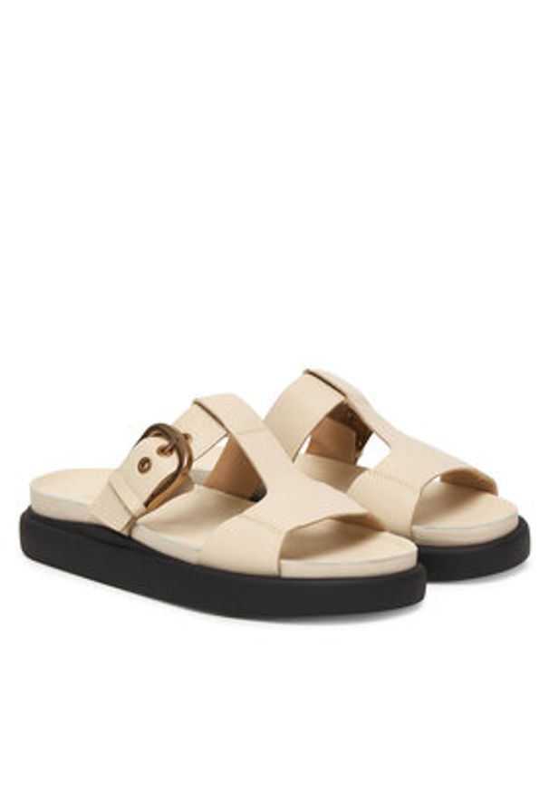 Clarks Klapki Aristella West 26185812 Écru. Kolor: kremowy. Materiał: skóra