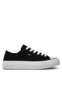 TOMMY HILFIGER - Tommy Hilfiger Trampki Low Cut Lace-Up Sneaker T3A4-32118-0890 S Czarny. Kolor: czarny. Materiał: materiał