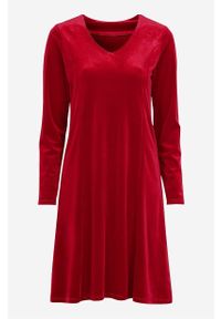 Cellbes - Sukienka z aksamitu. Typ kołnierza: dekolt w kształcie V. Kolor: czerwony. Materiał: jersey. Długość rękawa: długi rękaw. Styl: elegancki #2