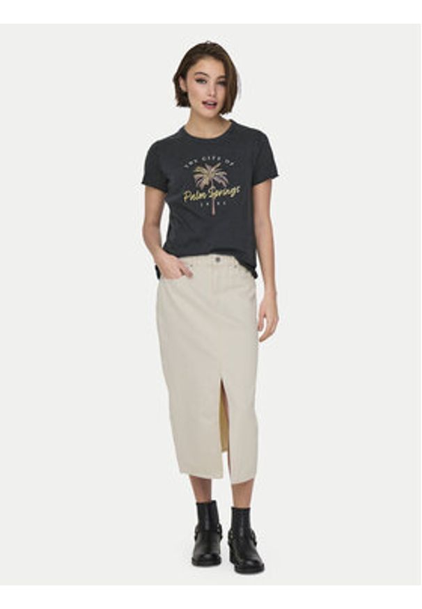 only - ONLY Spódnica jeansowa Bianca 15319268 Beżowy Regular Fit. Kolor: beżowy. Materiał: bawełna