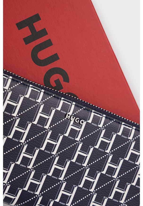Hugo - HUGO portfel damski kolor granatowy. Kolor: niebieski. Materiał: materiał