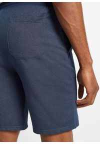 bonprix - Bermudy dresowe w optyce dżinsowych. Kolor: niebieski. Materiał: dresówka. Styl: sportowy #2