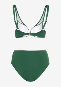 Born2be - Ciemnozielone Bikini Biustonosz i Majtki Figi Zdobione Siateczką Linaravia. Kolor: zielony. Wzór: aplikacja #3