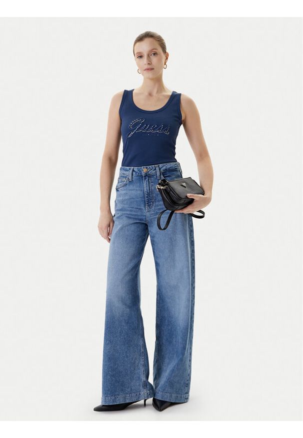 Guess Top W5YP00 KCXJ2 Granatowy Classic Fit. Kolor: niebieski