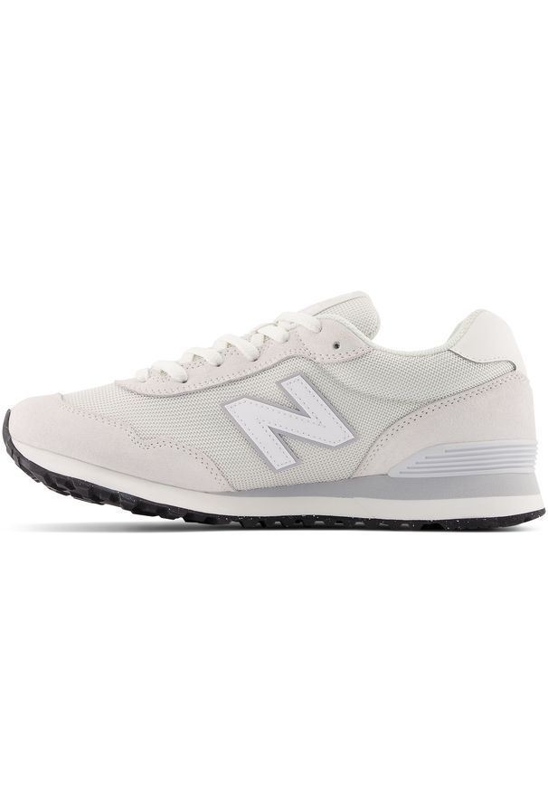 Buty męskie New Balance ML515WHT – szare. Okazja: na co dzień. Kolor: szary. Materiał: skóra, materiał, syntetyk. Szerokość cholewki: normalna