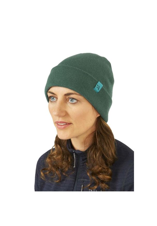 Czapka dzianinowa podwijana Rab Adzuki Beanie. Kolor: zielony. Materiał: dzianina