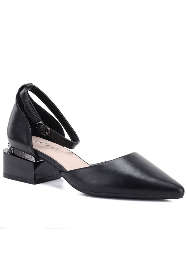 Czółenka damskie na klocku z paskiem czarne Vinceza 62278. Zapięcie: pasek. Kolor: czarny. Materiał: skóra ekologiczna. Styl: elegancki