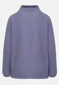 Born2be - Niebieski Klasyczny Polar ze Ściągaczami przy Rękawach Paradi. Okazja: do pracy, na co dzień. Kolor: niebieski. Materiał: polar. Długość rękawa: długi rękaw. Długość: długie. Styl: klasyczny #4