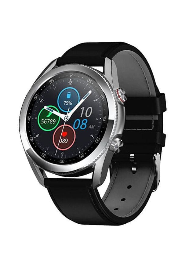 Wotchi Smartwatch W25S - Silver/Black Leather. Rodzaj zegarka: smartwatch. Styl: casual