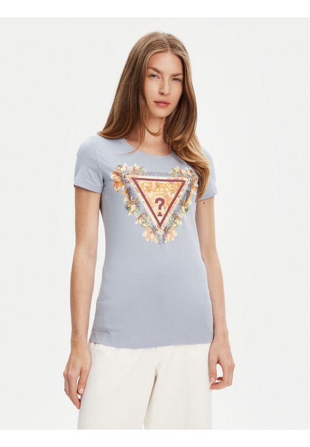 Guess T-Shirt W5YI08 J1314 Niebieski Regular Fit. Kolor: niebieski. Materiał: bawełna