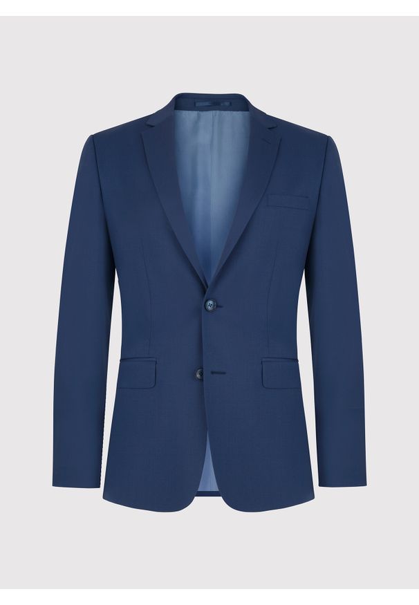 Pako Lorente - PAKO LORENTE – Wełniana marynarka garniturowa w kolorze niebieskim. Okazja: na ślub cywilny, na wesele. Kolor: niebieski. Materiał: wełna. Wzór: gładki