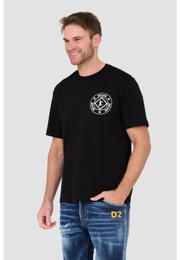 Just Cavalli - JUST CAVALLI Czarny t-shirt Fiche. Kolor: czarny