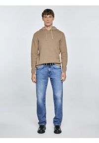 Big-Star - Sweter męski z kapturem beżowy Hoodsy 805. Typ kołnierza: kaptur. Kolor: beżowy. Materiał: jeans. Styl: klasyczny