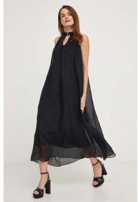Answear Lab sukienka kolor czarny maxi prosta. Okazja: na co dzień. Kolor: czarny. Materiał: tkanina. Typ sukienki: proste. Styl: wakacyjny. Długość: maxi #1