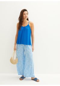 bonprix - Top na wąskich ramiączkach z lejącej wiskozy. Kolor: niebieski. Materiał: wiskoza. Długość rękawa: na ramiączkach #3