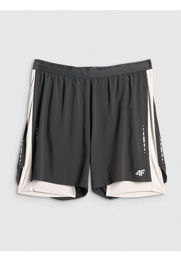 4f - 4F Spodenki do biegania szybkoschnące męskie - czarne XL. Kolor: czarny. Materiał: skóra, materiał. Długość: krótkie. Sport: bieganie