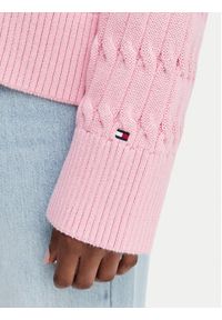 TOMMY HILFIGER - Tommy Hilfiger Kardigan Mid Gg Cable WW0WW50078 Różowy jasny Regular Fit. Kolor: różowy. Materiał: bawełna #2