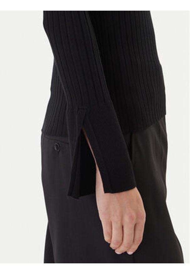 KAOS Golf RI1NT052 0001 Czarny Regular Fit. Typ kołnierza: golf. Kolor: czarny. Materiał: wiskoza