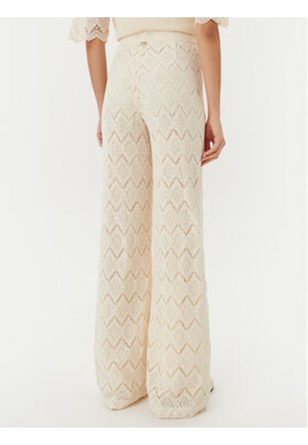 TwinSet - TWINSET Spodnie materiałowe 251TP2409 Beżowy Wide Leg. Kolor: beżowy. Materiał: bawełna