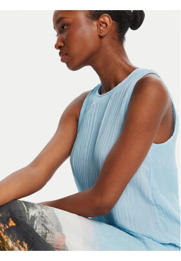 Desigual Sukienka codzienna Plisado Paisaje 25WWVW07 Błękitny Regular Fit. Okazja: na co dzień. Kolor: niebieski. Materiał: syntetyk. Typ sukienki: proste. Styl: casual