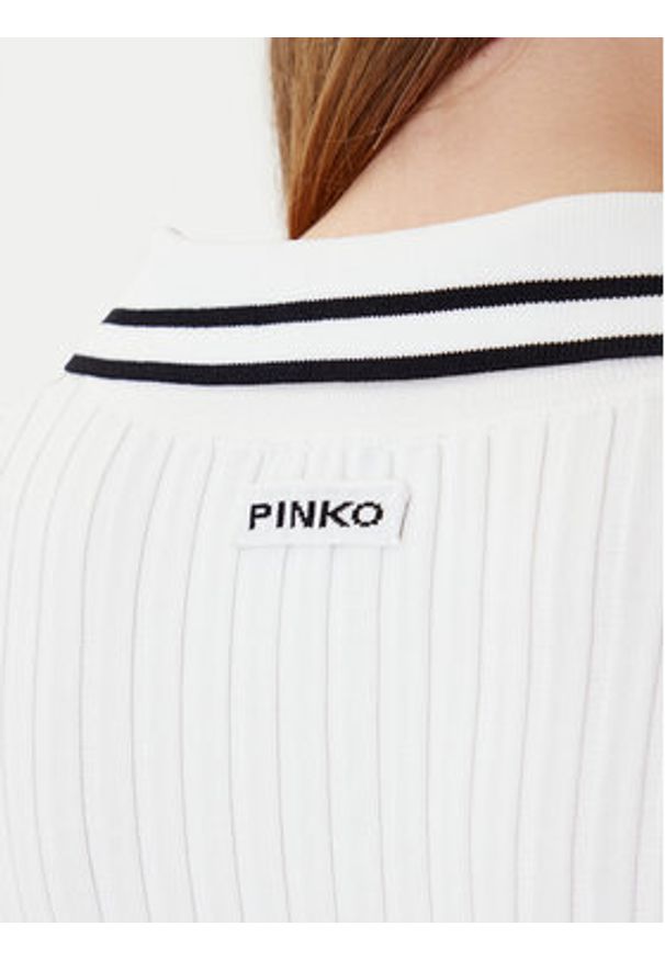 Pinko - PINKO Sweter Linosa 105418 A2PS Biały Regular Fit. Kolor: biały. Materiał: syntetyk