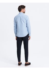 Ombre Clothing - Koszula męska z tkaniny w stylu Oxford REGULAR - niebieska V2 OM-SHOS-0114 - XXL. Kolor: niebieski. Materiał: tkanina #6