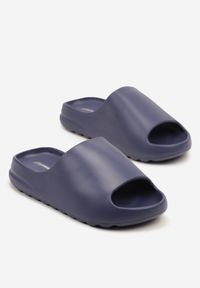 Born2be - Granatowe Basicowe Klapki na Grubej Podeszwie Salliah. Okazja: na co dzień, na spacer. Kolor: niebieski. Materiał: len. Sezon: lato. Styl: casual