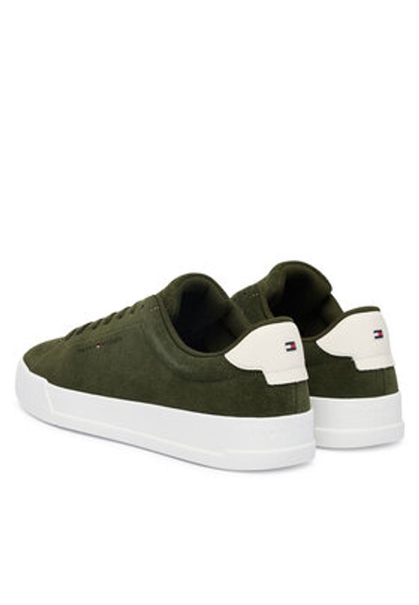 TOMMY HILFIGER - Tommy Hilfiger Sneakersy Th Court Core Suede FM0FM05716 Zielony. Kolor: zielony. Materiał: zamsz, skóra