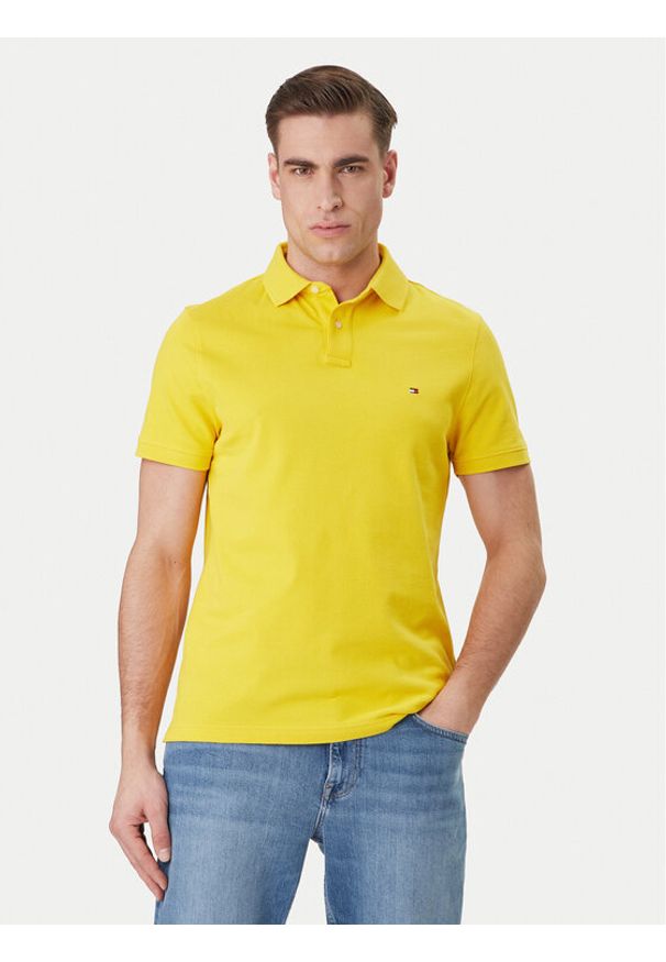 TOMMY HILFIGER - Tommy Hilfiger Polo 1985 MW0MW17770 Żółty Regular Fit. Typ kołnierza: polo. Kolor: żółty. Materiał: bawełna